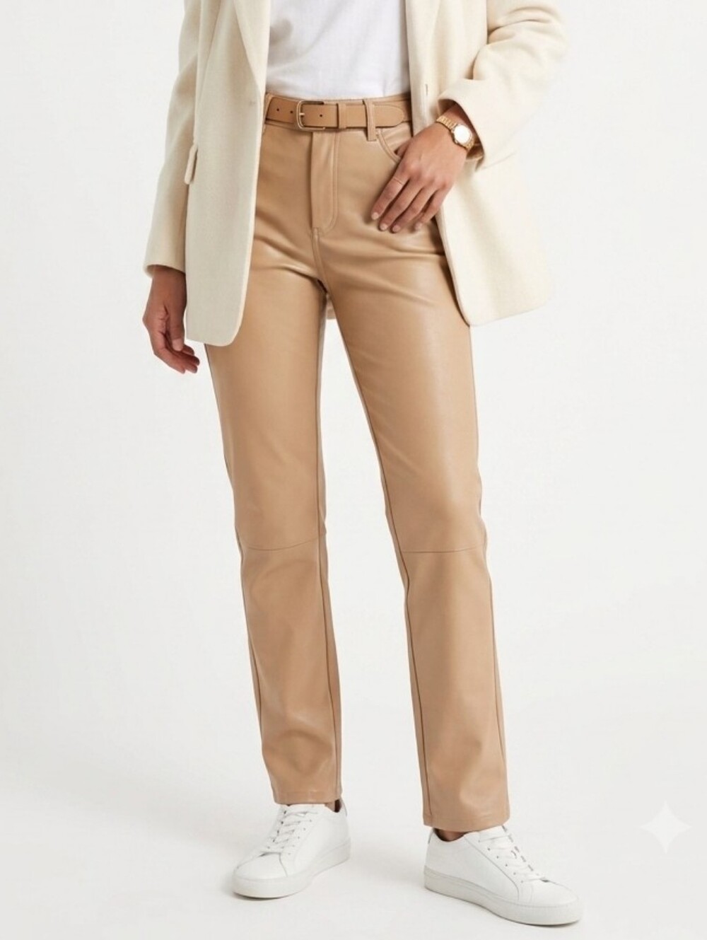 7 For All Mankind Faux Leather Stretch  Jeans Camel M